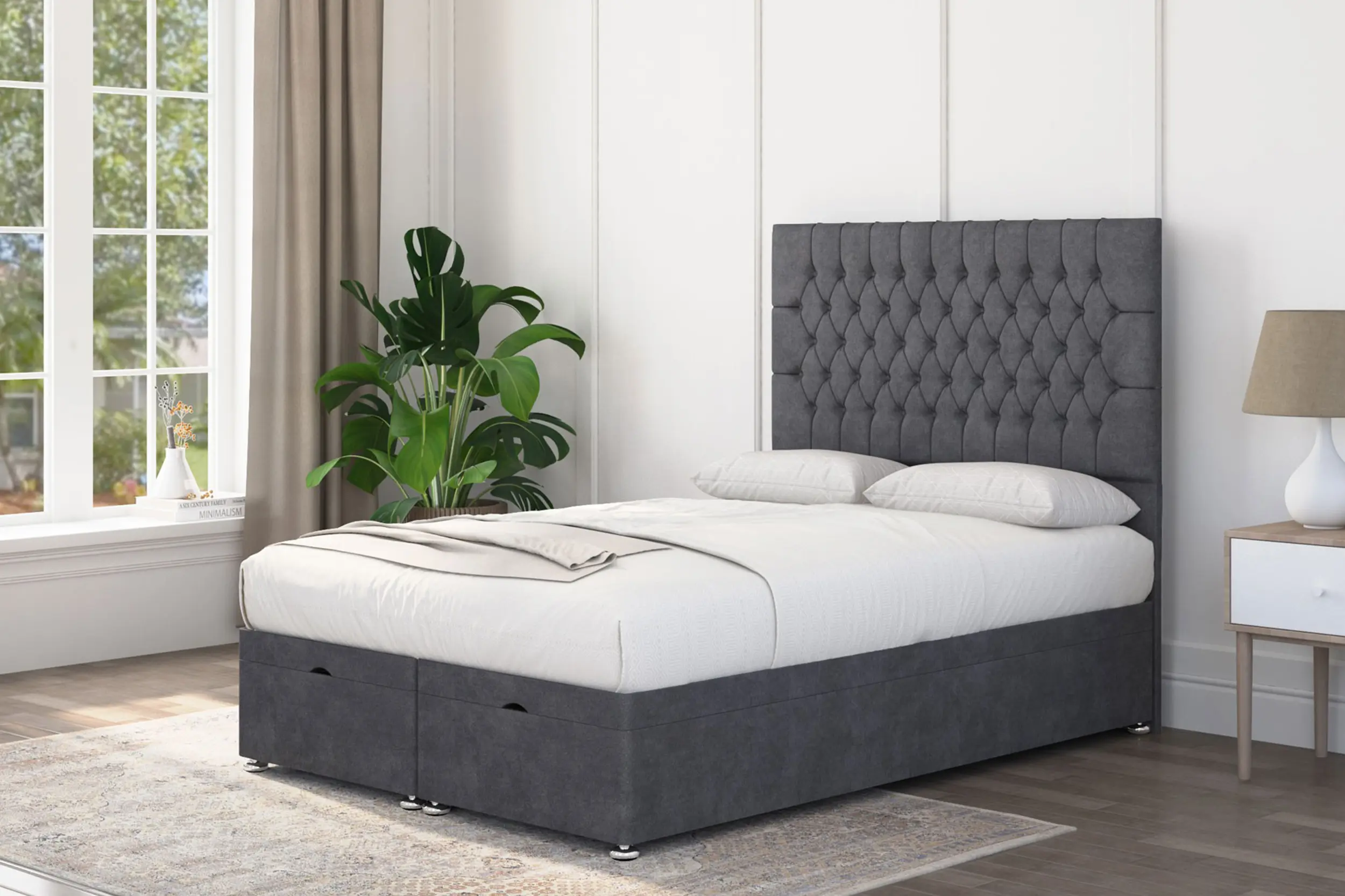 Chesterfield Storage Ottoman Upholstered Bed